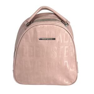 Steve Madden Womens Mini Backpack Blush Pink Leather Embossed Gold Tone Hardware